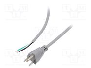 Cable; 3x18AWG; NEMA 5-15 (B) plug,wires; PVC; 2m; grey; 10A; 125V LIAN DUNG