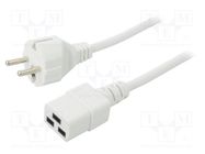 Cable; 3x1mm2; CEE 7/7 (E/F) plug,IEC C19 female; PVC; 2m; white LIAN DUNG