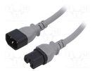 Cable; 3x14AWG; IEC C14 male,IEC C15 female; PVC; 1.8m; grey; 15A LIAN DUNG