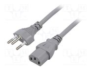 Cable; 3x1mm2; IEC C13 female,SEV-1011 (J) plug; PVC; 1.8m; grey LIAN DUNG