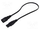 Cable; 2x0.75mm2; IEC C7 female,IEC C8 male; PVC; 0.5m; black LIAN DUNG