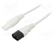 Cable; 2x0.75mm2; IEC C7 female,IEC C8 male; PVC; 0.5m; white LIAN DUNG