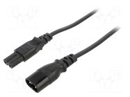 Cable; 2x0.75mm2; IEC C7 female,IEC C8 male; PVC; 1.8m; black LIAN DUNG