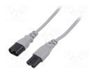 Cable; 2x0.75mm2; IEC C7 female,IEC C8 male; PVC; 1m; grey; 2.5A LIAN DUNG