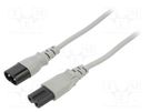Cable; 2x0.75mm2; IEC C7 female,IEC C8 male; PVC; 3m; grey; 2.5A LIAN DUNG