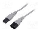 Cable; 2x0.75mm2; IEC C7 female,IEC C8 male; PVC; 5m; grey; 2.5A LIAN DUNG