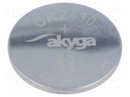 Battery: lithium; CR2430,coin; 3V; 270mAh; non-rechargeable AKYGA BATTERY