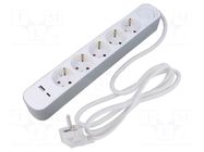 Extension lead; 3x1.5mm2; Sockets: 7; PVC; white; 3m; 16A PLASTROL