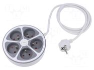 Extension lead; 3x1.5mm2; Schuko; Sockets: 5; PVC; white; 2m; 16A PLASTROL