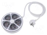 Extension lead; 3x1.5mm2; Schuko; Sockets: 5; PVC; white; 2m; 16A PLASTROL