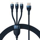 Baseus Flash Series Ⅱ 3in1 Fast Charging Cable USB-A to USB-C / Micro-USB / Lightning 66W 480Mbps 1.2m Blue, Baseus