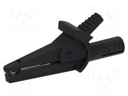 Crocodile clip; 10A; black; Grip capac: max.9mm; Socket size: 4mm ELECTRO-PJP