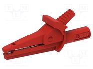 Crocodile clip; 10A; red; Grip capac: max.9mm; Socket size: 4mm ELECTRO-PJP