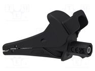 Crocodile clip; 20A; black; Grip capac: max.25mm; Socket size: 4mm ELECTRO-PJP