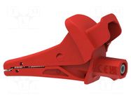 Crocodile clip; 20A; red; Grip capac: max.25mm; Socket size: 4mm ELECTRO-PJP