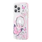 Kingxbar Butterfly Series magnetic case for iPhone 14 MagSafe case with butterflies pink, Kingxbar
