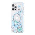 Kingxbar Butterfly Series magnetic case for iPhone 14 Pro MagSafe case with butterflies blue, Kingxbar