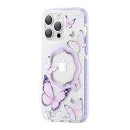 Kingxbar Butterfly Series magnetic case for iPhone 14 Plus MagSafe case with butterflies purple, Kingxbar