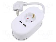 Extension lead; 3x1.5mm2; Schuko; Sockets: 3; PVC; white; 1.5m; 16A PLASTROL