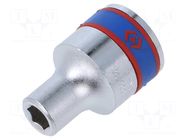 Socket; 6-angles,socket spanner; HEX 7mm; 1/2"; short KING TONY