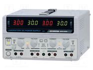 Power supply: laboratory; linear,multi-channel; 0÷30VDC; 0÷3A GW INSTEK