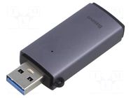 Card reader: memory; USB A plug; USB 3.0; microSD,SD; grey BASEUS