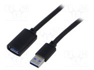 Cable; USB 3.0; USB A socket,USB A plug; 3m; black BASEUS