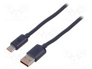 Cable; USB 2.0; USB A plug,USB C plug; 2m; black; textile; 100W BASEUS