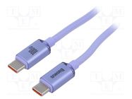 Cable; USB 2.0; USB C plug,both sides; 1.2m; violet; textile; 100W BASEUS