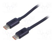 Cable; USB 2.0; USB C plug,both sides; 2m; black; textile; 100W BASEUS