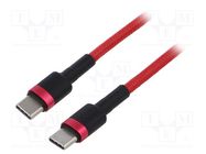 Cable; USB C plug,both sides; 1m; red; textile; 60W BASEUS