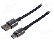 Cable; USB A plug,USB C plug; 1m; black; textile; 100W BASEUS