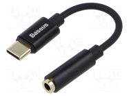 Cable: Jack-USB; black; Jack 3.5mm socket,USB C plug; 0.05m BASEUS