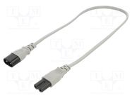 Cable; 2x0.75mm2; IEC C7 female,IEC C8 male; PVC; 0.5m; grey; 2.5A LIAN DUNG