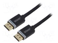 Cable; DisplayPort plug,both sides; textile; DisplayPort 1.4 SAVIO