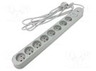 Plug socket strip: protective; Sockets: 8; 230VAC; 10A; grey; 3m PLASTROL