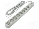 Plug socket strip: protective; Sockets: 8; 230VAC; 10A; grey; 5m PLASTROL
