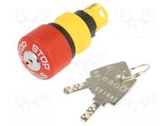 Switch: emergency stop with key; 16mm; Stabl.pos: 2; red; none EAO