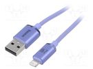 Cable; USB 2.0; Apple Lightning plug,USB A socket; 2m; violet BASEUS