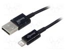 Cable; Apple Lightning plug,USB A plug; 1m; black; textile; 2.4A BASEUS