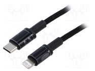 Cable; USB 2.0; Apple Lightning plug,USB C plug; 2m; black; 20W BASEUS