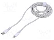 Cable; USB 2.0; Apple Lightning plug,USB C plug; 2m; white; 20W BASEUS