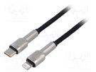 Cable; USB 2.0; Apple Lightning plug,USB C plug; 1m; black BASEUS