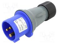 Connector: AC supply 3-phase; plug; male; 16A; 250VAC; IEC 60309 AMPHENOL