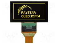 Display: OLED; graphical; 128x64; Dim: 73x41.86x3mm; green; PIN: 30 RAYSTAR OPTRONICS