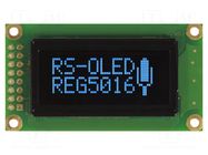 Display: OLED; graphical; 1.26"; 50x16; blue; 5VDC; Touchpad: none RAYSTAR OPTRONICS