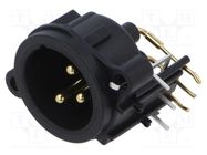 Socket; XLR; male; PIN: 3; angled 90°; THT; black; 6A; 19.8x19.8mm NEUTRIK