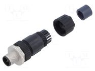 Connector: M12; plug; male; straight; Plating: gold-plated; plastic AMPHENOL