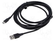 Cable; USB 2.0; USB A plug,USB C plug; nickel plated; 3m; black VENTION