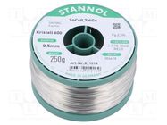 Tin; lead free; Sn99,3Cu0,7+NiGe; 0.5mm; 250g; reel; 2.5% 